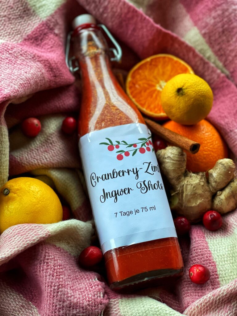 Cranberry-Zimt Ingwer Shots - Kochlöffeljunkies