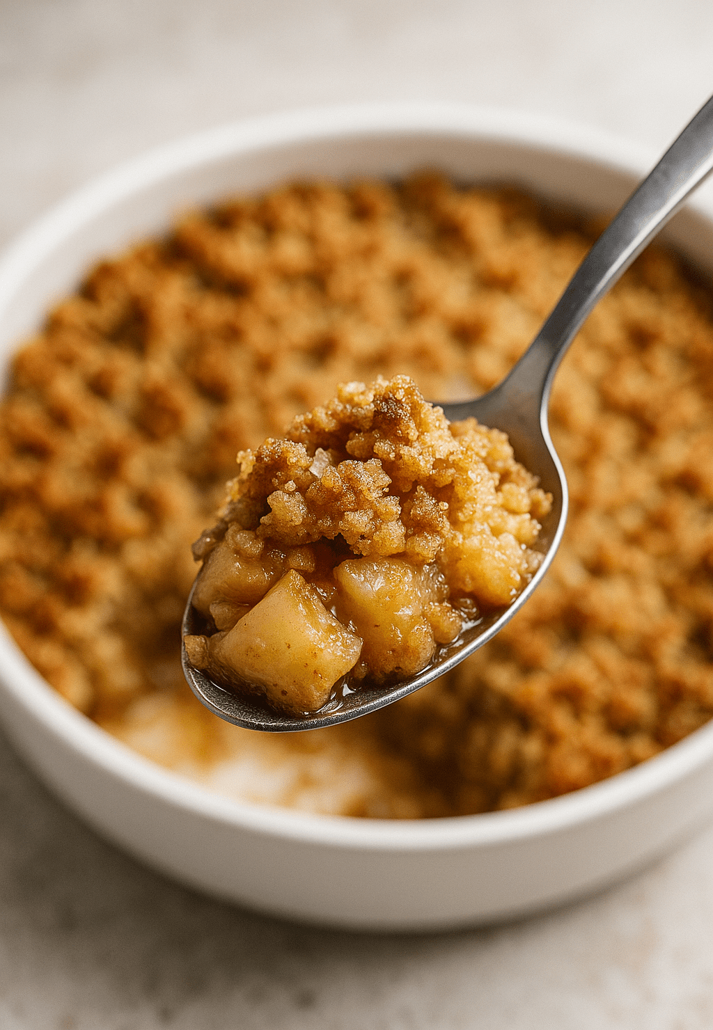 apple crumble mit Zimt und Zwieback, Apfel, Crumble