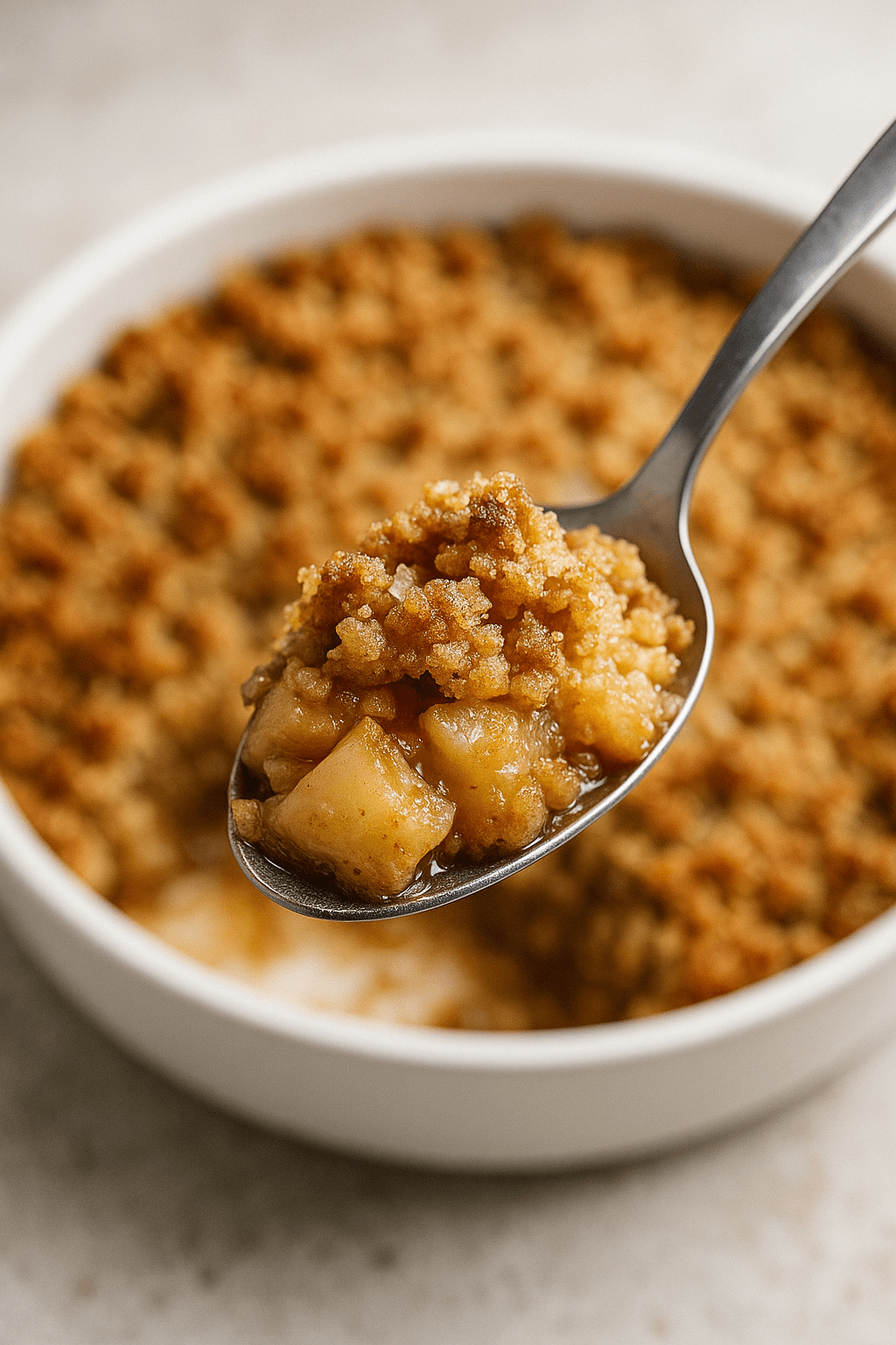 apple crumble mit Zimt und Zwieback, Apfel, Crumble