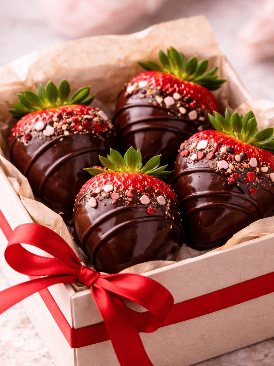 Schokoerdbeeren verschenken, Schokoerdbeeren verpacken und verschenken